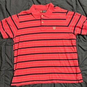 Chaps Men's Polo Shirt in Red and Navy Stripes